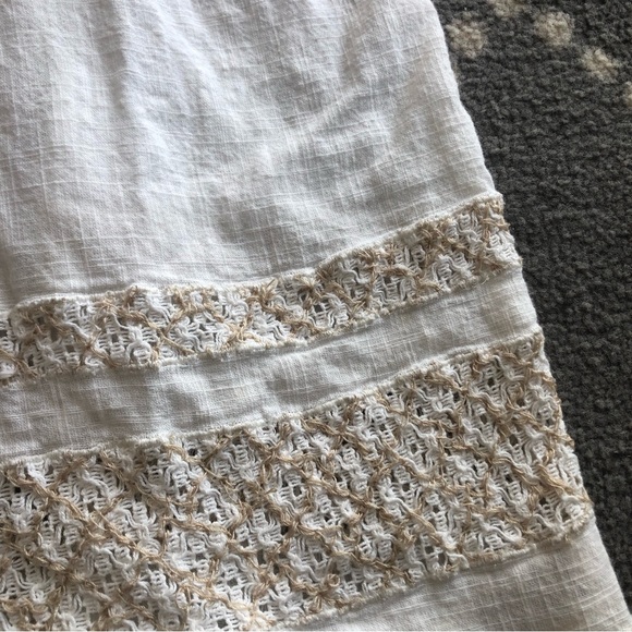 (Free People) Cream/Tan Crochet Tunic with Sexy Back - MEDIUM - Picture 2 of 6